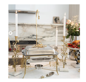 Patrón floral Mesa de comedor de lujo Plato de frotamiento adornado Colgante Acero inoxidable Vintage Sostenible al por mayor - Product Image 6