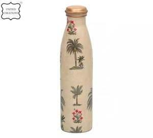 Elegant Design printed Copper <b>Water</b> Bottle Handmade New Trendy Ayurvedic Design Direct Drinking Boiling <b>Water</b> - Product Image 2