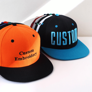 Gorras y sombreros de 6 paneles de tela de algodón con visera plana, gorras deportivas de golf, gorras snapback con bordado 3D, paquete de gorras personalizadas. - Product Image 4