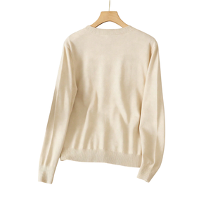 Pull en maille classique pour femme, col rond, manches longues, poignets côtelés, doux, décontracté, coupe régulière, chaud, pour le quotidien, tendance - Product Image 2