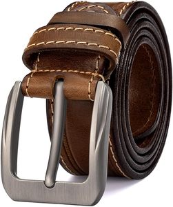 Ceinture en cuir de vache véritable brun faite à la main avec boucle en alliage écologique pour un usage décontracté et formel - Product Image 1
