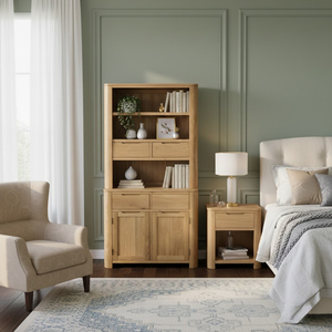 OEM Light Brown Beech Wood MDF Modern Home Furniture Bookcase <b>Wooden</b> Storage Cabinet with Open <b>Shelves</b> and Drawers - Product Image 2