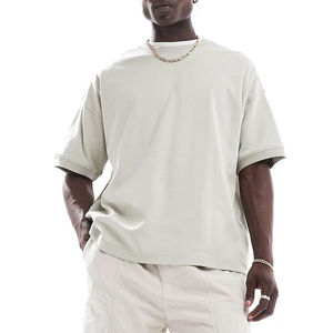 T-shirt pour homme en coton 100% en gros, de haute qualité, uni, ample, en tissu polyester tricoté, personnalisable, style formel - Product Image 5