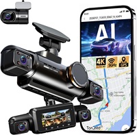 Caméra de tableau de bord 3K à 4 objectifs, vision nocturne à 360 degrés, caméra de voiture AI DMS avec WiFi 5G, caméra de tableau de bord GPS universelle pour voiture CPL