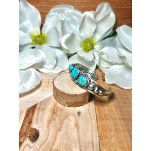 Bobby Johnson Kingman Turquoise & Sterling <b>Silver</b> Fashion <b>Cuff</b> <b>Bracelet</b> - Product Image 3