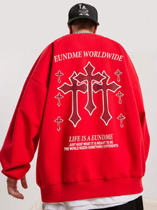 "Basics Cotton Loose Pullover Hooded Custom Pullover Sweatshirts O Neck <b>Fleece</b> Sweat <b>Shirts</b> for <b>Men</b> and Women 2025" - Product Image 2