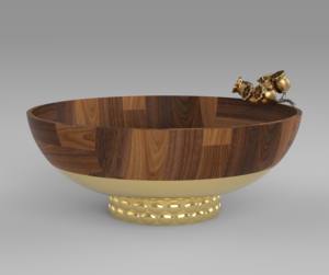 Wooden Serving Salad Bowl with Natural Finished <b>Tableware</b> Wooden Bowl with Metal Stand Decorative Salad Serving Bowl Luxury - Product Image 6