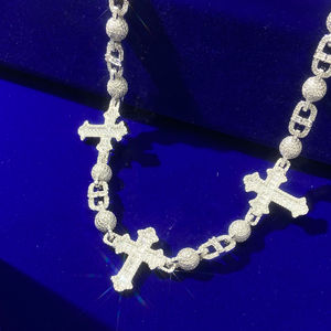 Colliers de luxe Hip Hop en diamants VVS, chaînes en argent S925, chaîne cubaine personnalisée avec croix, bijoux plaqués or pour hommes, pour mariage - Product Image 2