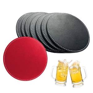 Elegant coffee <b>table</b> leather coasters with handcrafted touch and vintage features for home and hotel <b>table</b> use - Product Image 5