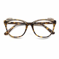 Monture de lunettes optiques œil-de-chat pour femme en acétate, monture complète, à la mode, avec décoration en strass