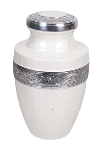 Urna de cremación de Metal de estilo americano con acabado blanco para cenizas humanas, urna decorativa para cenizas de metal, urna funeraria para aplicaciones para adultos - Product Image 2