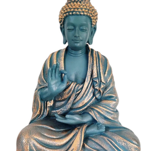 Sculpture religieuse en marbre grandeur nature pour l'extérieur, statue de Bouddha assis dans le jardin, taille réelle, pierre, bénédiction, décoration de la maison - Product Image 1