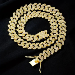 Collar de Cadena Cubana de Lujo con Incrustaciones de Diamantes, Chapado en Rodio con Acabado Dorado, Moissanita, Estilo Hip Hop, Regalo Ortodoxo, Joyería para Fiestas - Product Image 1