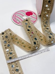 Encaje DE TRABAJO DE ESPEJO étnico para moda tradicional Exportación Grado ancy Encaje de espejo con bordado de lentejuelas Fabricante mayorista - Product Image 2