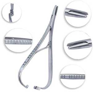 Porte-aiguille orthodontique en acier inoxydable avec serrure Instrument chirurgical dentaire réutilisable manuel en stock - Product Image 1