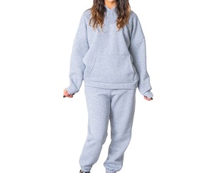 Conjunto Deportivo Personalizado para Mujer, Estilo Informal, Sudadera con Capucha y Pantalones Deportivos, Logotipo Personalizado - Product Image 1