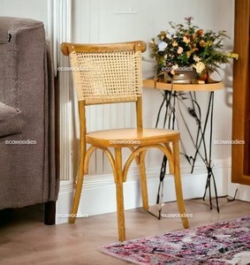 เก้าอี้หวายไม้เนื้อแข็งดีไซน์ตามหลักสรีรศาสตร์เก้าอี้แบบสบายๆสำหรับคาเฟ่ร้านอาหารเก้าอี้หวายสานพร้อมพนักพิงเฟอร์นิเจอร์บ้าน - Product Image 6