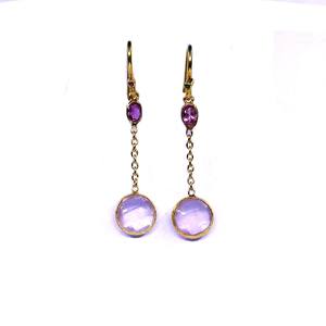 Boucles d'oreilles en tourmaline quartz rose faites à la main en argent sterling 925 style de célébrité ensemble de boucles d'oreilles élégantes classiques - Product Image 3