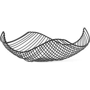 Vente en gros, en vrac, corbeille de fruits en fil métallique de grande taille avec revêtement en poudre noir en fer, faite à la main, personnalisée pour centre de table d'hôtel - Product Image 5