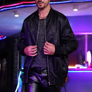 Custom <b>Slim</b>-<b>Fitting</b> Men's Long Sleeve Bomber <b>Jacket</b> Winter University Sports Letterman Style - Product Image 2