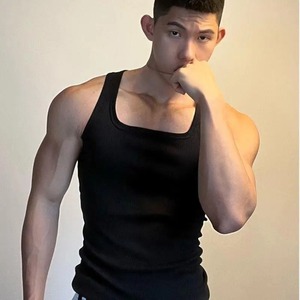 Camisetas sin mangas de algodón 100% transpirables de punto personalizadas para hombre para gimnasio y correr - Product Image 5