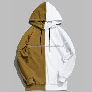 Sudaderas con Capucha Personalizadas de Alta Calidad para Hombre, Sudadera con Capucha de Estilo Patchwork en Blanco y Negro, Sudadera con Capucha Extra Grande - Product Image 6