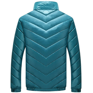 Chaqueta Acolchada de Algodón Brillante Negra para Hombre, con Capucha, Cuello Alto, Impermeable, Resistente al Viento, Informal, de Invierno, Corte Regular, de Lona - Product Image 2