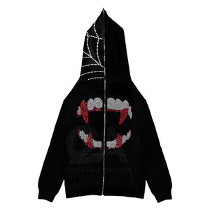 เสื้อฮู้ดสไตล์ฮิปฮอป ประดับคริสตัลหรูหรา แบบโอเวอร์ไซส์  ทันสมัย - Product Image 2
