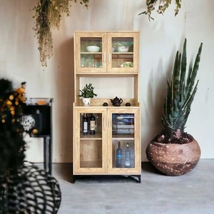 Armoire de salle à manger moderne en bois de caoutchouc 80x40x172cm - TPA002 - Product Image 6
