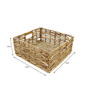 Cesta Rectangular de Jacinto de Agua Tejida a Mano con Asas Recortadas, Organizador de Almacenamiento de Mimbre Natural - Product Image 2