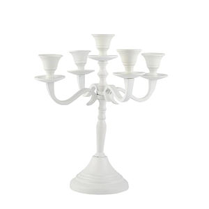 เชิงเทียนโลหะเคลือบด้วยผงสีขาว5แขนทำด้วยมือสำหรับงานแต่งงานบ้านและการตกแต่งโรงแรมหรูหราและทนทาน - Product Image 4