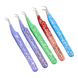 แหนบขนตาสแตนเลสแบบบาง90องศาความแม่นยำสูงพร้อมปลายแหลมไฟเบอร์สำหรับการต่อขนตา - Product Image 5