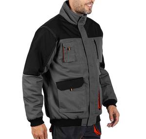 Veste de travail personnalisée en toile 100% coton noire pour homme, respirante, avec fermeture éclair, grande taille, coupe-vent - Product Image 5