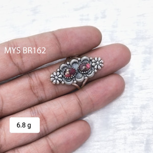 แหวนเงินสเตอร์ลิงขัดเงาสูง ประดับพลอยโรสดาเลียและเทอร์ควอยซ์ สำหรับขายส่งเครื่องประดับเงิน - Product Image 1