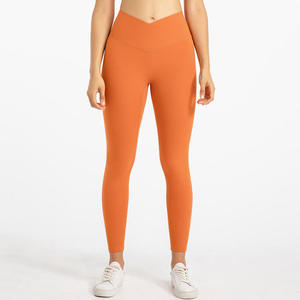 Legging taille mi-haute pour femmes, logo personnalisé, pantalon de yoga, d'entraînement sportif avec poches, couleur unie - Product Image 4