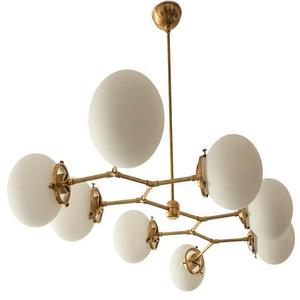 8 Light Linear Globe Mid Century Brass <b>Sputnik</b> <b>chandelier</b> light Fixture - Product Image 1