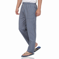 Pantalon de pyjama tissé à coupe droite pour hommes, vêtements de nuit, pyjama à carreaux en flanelle, pantalon de marche en tricot avec OEM