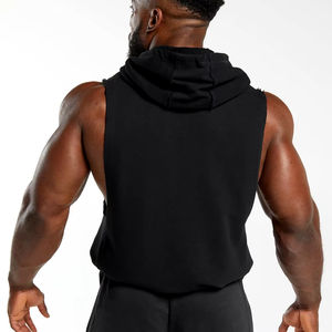 Sweat à capuche sans manches brodé avec logo personnalisé pour hommes, coupe ajustée, polaire douce de haute qualité, hiver, conception personnalisée, coton - Product Image 2