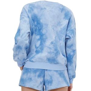 Sudadera con capucha cómoda de lavado ácido con cuello redondo de algodón 100% para gimnasio, sudadera recortada de manga larga regular con lazo personalizado, sudaderas con capucha para mujer - Product Image 2