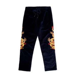 Pantalon de survêtement pour homme Maharishi, broderie Dragon Soleil Doré, 100% Coton Velours, Coupe Ample Évasée, en Molleton Teint - Product Image 1