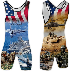 Factory OEM Wholesale Sublimation Wrestling Singlets Set Polyester Fiber <b>Mesh</b> Custom Unisex Wrestling Singlet - Product Image 6