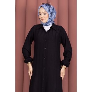 Camisa Túnica de Popelina para Mujer, Corte Holgado, con Botones, Color Negro, Talla XL, Ideal para la Oficina en Otoño - Product Image 2