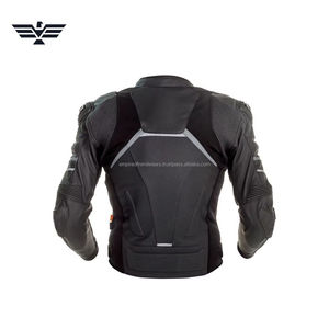 Blouson de moto pour homme en cuir noir/cordura de qualité supérieure – Blouson de motard de course protecteur avec panneaux réfléchissants - Product Image 6