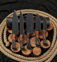 Ensemble de couteaux de chef en acier D2 forgé à la main, 5 pièces, manche en bois ambidextre, tranchant, cadeau personnalisé pour la fête des pères