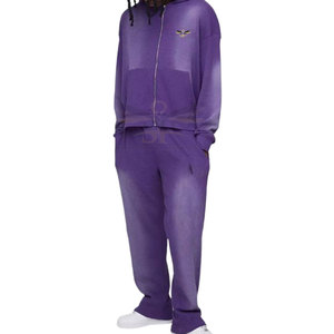 Survêtement décontracté à capuche respirant d'hiver de haute qualité, design personnalisé, délavé au soleil, uni, grande taille - Product Image 1
