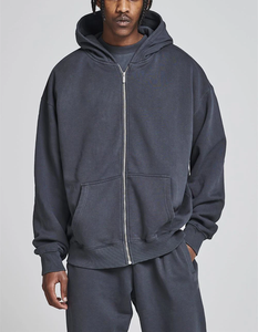 Sweat à capuche unisexe personnalisé 6XL à fermeture éclair, motif brodé 3D épais, molleton en tissu éponge français, double couche, uni, 100% coton, hiver - Product Image 4