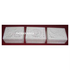 Boîte À Bijoux De Forme Rectangulaire En Marbre Blanc Sculpté À La Main Pour La Décoration De La Maison Et Le Fabricant De Cadeaux D'entreprise Grossiste - Product Image 1