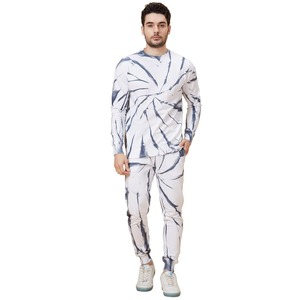 High Quality <b>Men</b> <b>White</b> Tie & Dyed Full Sleeves Summer Tracksuit Set <b>Men</b> O Neck T Shirt With <b>Trousers</b> by Laz Industry - Product Image 5