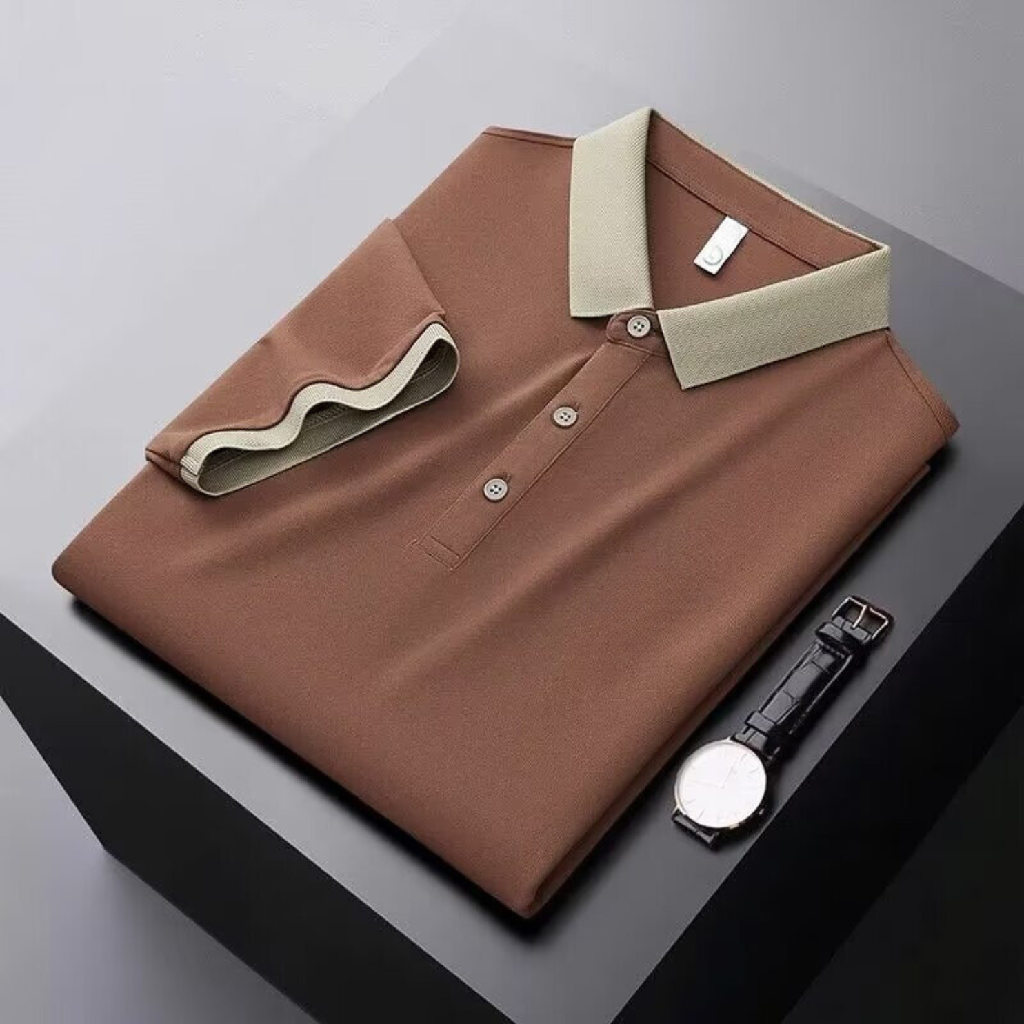 Brown red [POLO collar cotton]