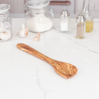 Cuillère d'angle artisanale en bois d'olivier durable, 1 pièce, accessoire d'ustensile de cuisine pour la cuisson et le service, en stock ArtisRaw SS034